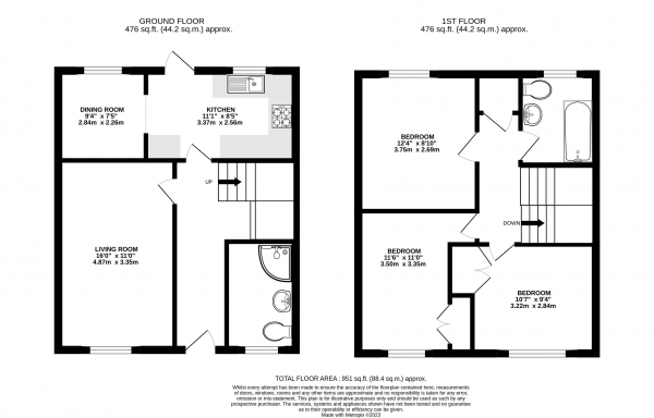 Floor Plan for 4 Bedroom Terraced House to Rent in Roman Way, Farnham, GU9, 9RQ - £554 pw | £2400 pcm