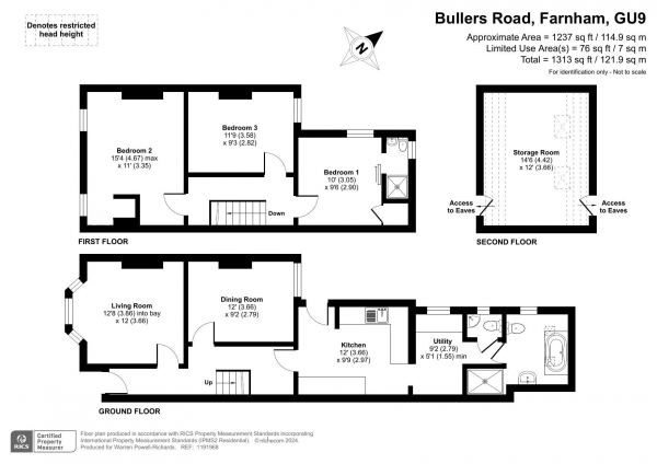 Floor Plan for 3 Bedroom Semi-Detached House for Sale in Bullers Road, Farnham, GU9, 9EP -  &pound500,000