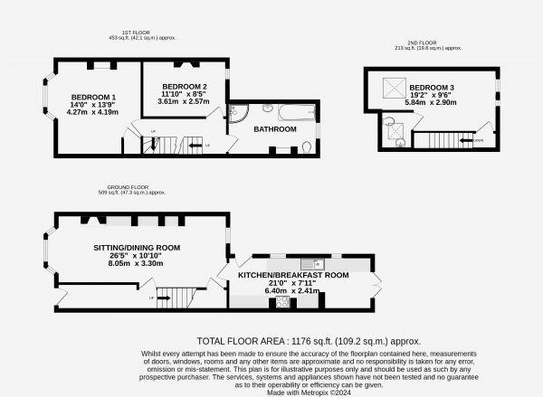 Floor Plan Image for 3 Bedroom Property for Sale in Wykeham Road, Farnham