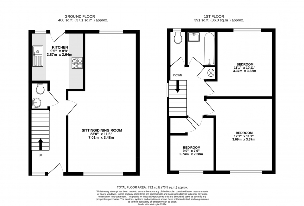 Floor Plan Image for 3 Bedroom Semi-Detached House for Sale in Grasmere Road, Farnham