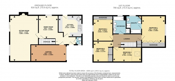 Floor Plan for 4 Bedroom Link Detached House to Rent in Burnt Hill Road, Lower Bourne, Farnham, Lower Bourne, GU10, 3LH - £635 pw | £2750 pcm