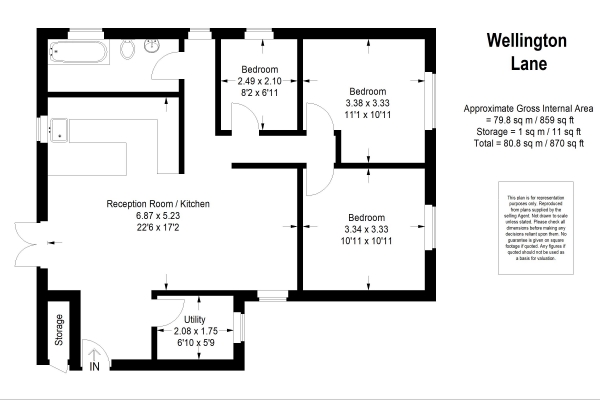 Floor Plan Image for 3 Bedroom Bungalow for Sale in Wellington Lane, Farnham