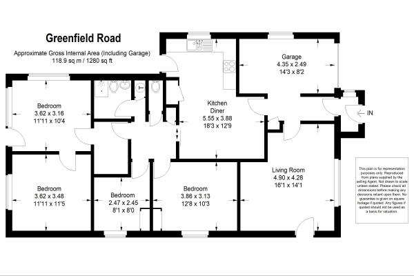 Floor Plan Image for 4 Bedroom Detached Bungalow for Sale in Greenfield Road, Farnham