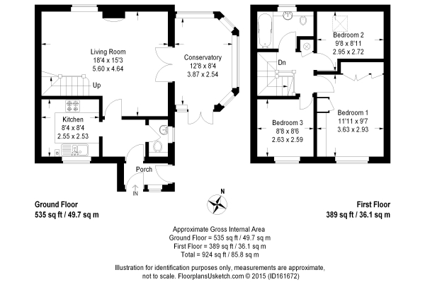 Floor Plan Image for 3 Bedroom Semi-Detached House to Rent in Riverdale, Farnham