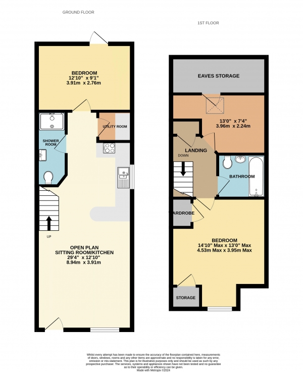 Floor Plan Image for 2 Bedroom End of Terrace House to Rent in Alderwood Court Yard, Farnham