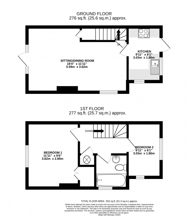 Floor Plan Image for 2 Bedroom End of Terrace House for Sale in Bentley, Farnham