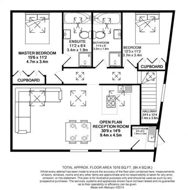 Floor Plan for 2 Bedroom Property to Rent in Park Row, Farnham, GU9, 7JH - £392 pw | £1700 pcm