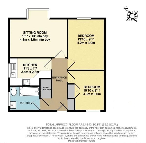 Floor Plan for 2 Bedroom Flat to Rent in Trimmers Field, Farnham, GU9, 8DZ - £323 pw | £1400 pcm