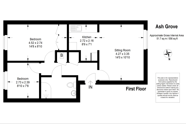 Floor Plan Image for 2 Bedroom Retirement Property for Sale in Ash Grove, Fernhurst -A SUPERB RETIREMENT APARTMENT BEAUTIFULLY REFURBISHED