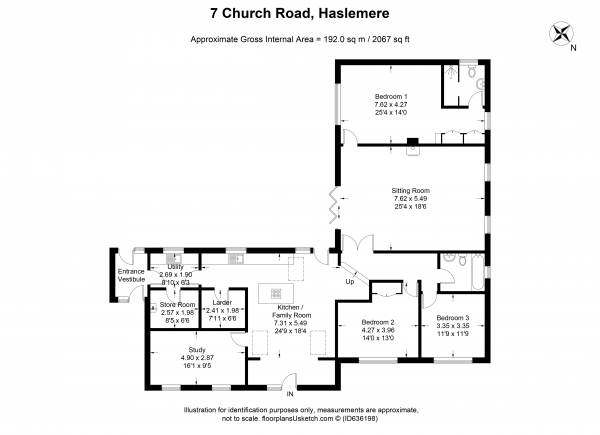 Floor Plan Image for 4 Bedroom Bungalow for Sale in Church Road, Haslemere QUIET LOCATION, WALK OF TOWN & STATION