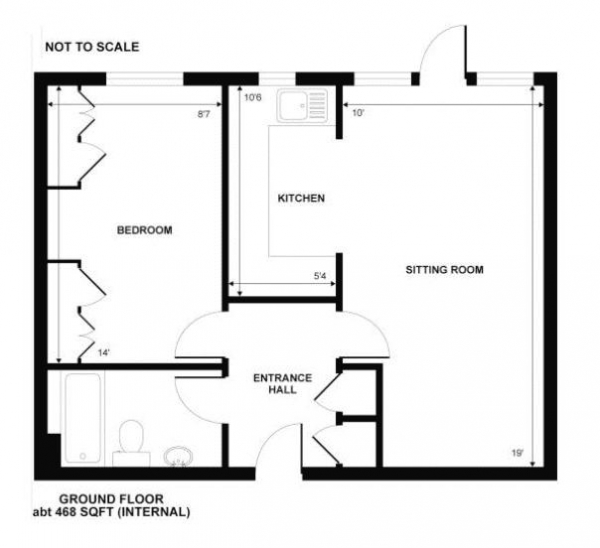 Floor Plan for 1 Bedroom Apartment for Sale in Liphook Road , Haslemere -NO ONWARD CHAIN - OPEN TO OFFERS- VIDEO TOUR AVAILABLE, GU27, 1LJ - Guide Price &pound180,000