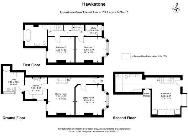 Floor Plan for 4 Bedroom Semi-Detached House for Sale in Marley Lane, Haslemere , GU27, 3RF - Guide Price &pound825,000