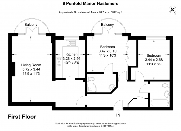 Floor Plan for 2 Bedroom Apartment for Sale in High Street, Haslemere CRACKING LOCATION , GU27, 2LY - Guide Price &pound395,000