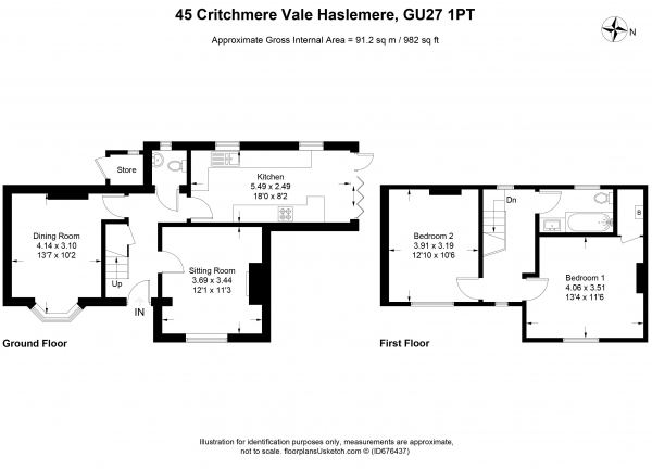 Floor Plan Image for 2 Bedroom Property for Sale in Critchmere Lane, Haslemere DETACHED CHARACTER COTTAGE, BEAUTIFULLY PRESENTED