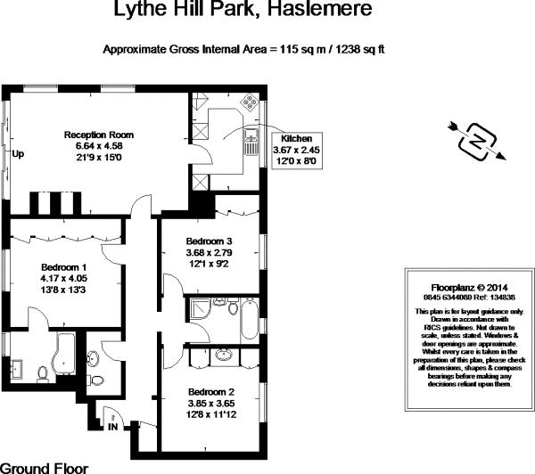 Floor Plan Image for 3 Bedroom Apartment for Sale in Lythe Hill Park, Haslemere STUNNING LOCATION ON THE EDGE OF HASLEMERE