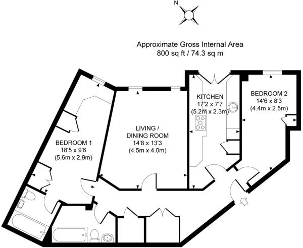 Floor Plan Image for 2 Bedroom Flat for Sale in Hindhead Road, Haslemere Superb apartment in beautiful condition with lift and covered parking.