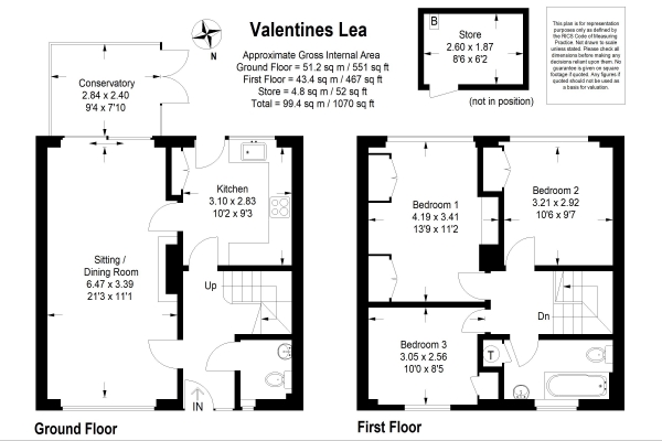 Floor Plan Image for 3 Bedroom Terraced House for Sale in Valentines Lea, Petworth