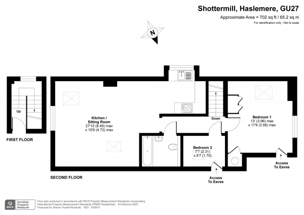 Floor Plan for 1 Bedroom Apartment for Sale in Church Road, Haslemere Character apartment with views, Shottermill, GU27, 1NU - Guide Price &pound210,000