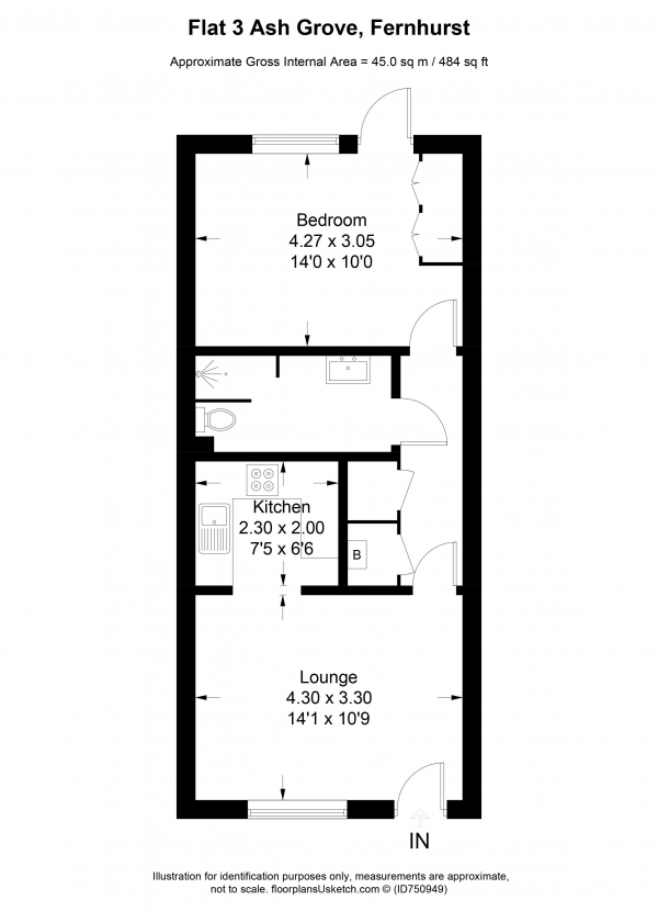 Floor Plan Image for 1 Bedroom Apartment for Sale in Ash Grove, Haslemere