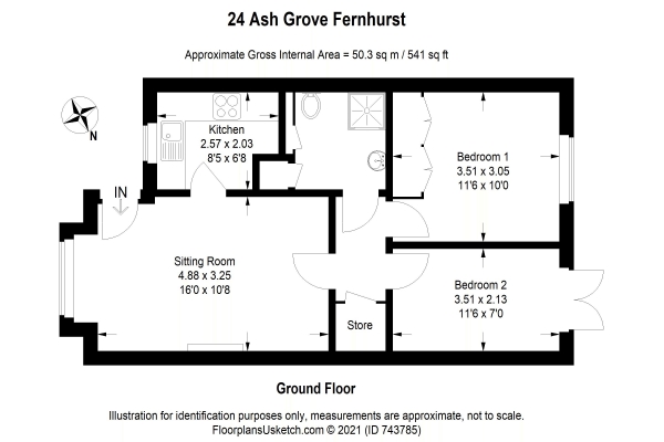 Floor Plan Image for 2 Bedroom Retirement Property for Sale in Ash Grove, Haslemere NO ONWARD CHAIN