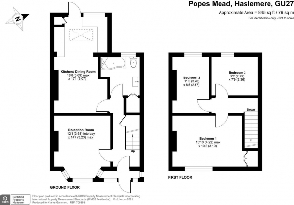 Floor Plan Image for 3 Bedroom Property for Sale in Popes Mead, Haslemere