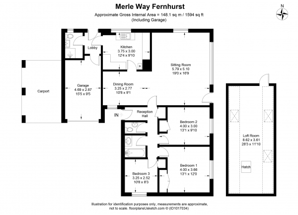 Floor Plan Image for 3 Bedroom Bungalow for Sale in Merle Way, Haslemere WALK OF VILLAGE CENTRE