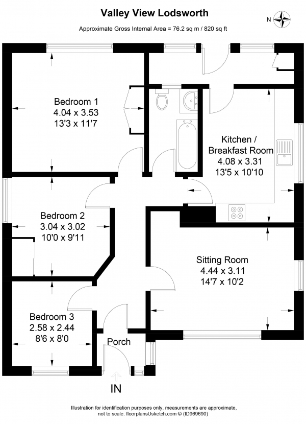 Floor Plan Image for 3 Bedroom Bungalow for Sale in School Lane, Lodsworth, Petworth