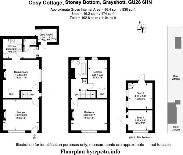 Floor Plan Image for 2 Bedroom Semi-detached Villa for Sale in Stoney Bottom, Grayshott SET IN A WONDERFUL PEACEFUL LOCATION CLOSE TO VILLAGE CENTRE