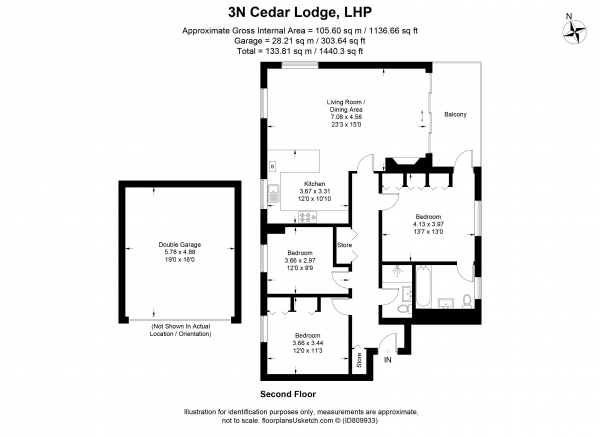 Floor Plan Image for 3 Bedroom Apartment for Sale in Lythe Hill Park, Haslemere SUPERB UNINTERRUPTED VIEWS