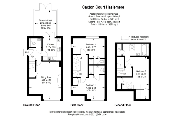 Floor Plan Image for 3 Bedroom Town House for Sale in Caxton Court, Haslemere NO ONWARD CHAIN, PERFECTLY POSITIONED IN A QUIET YET CONVENIENT LOCATED GATED COURTYARD