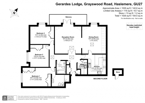 Floor Plan Image for 3 Bedroom Apartment for Sale in Grayswood Road, Haslemere - PENTHOUSE APARTMENT