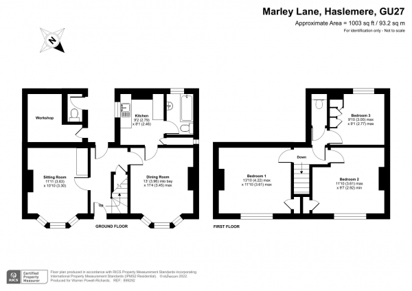 Floor Plan for 3 Bedroom Detached House for Sale in Marley Lane, Haslemere, GU27, 3RF - Guide Price &pound475,000