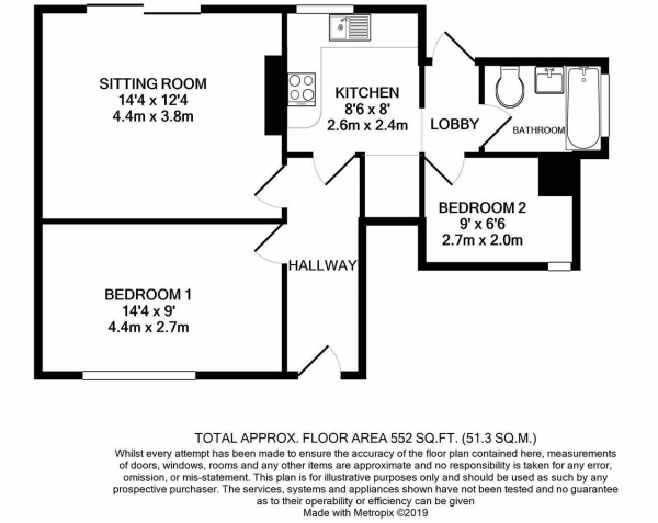 Floor Plan Image for 2 Bedroom Ground Flat for Sale in 12 Homelands Copse, Haslemere