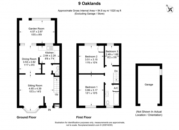 Floor Plan for 3 Bedroom Town House for Sale in Oaklands, Haslemere, GU27, 3RD - Guide Price &pound475,000