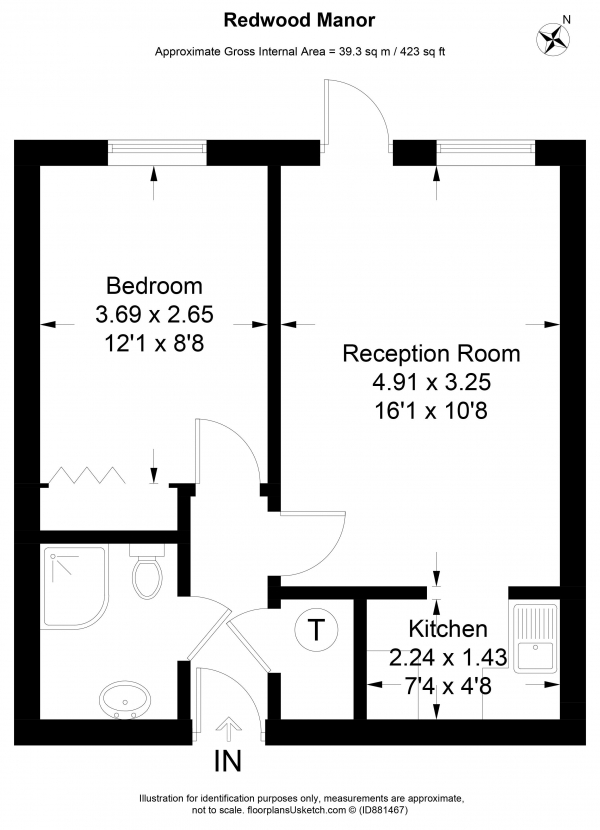 Floor Plan Image for 1 Bedroom Retirement Property for Sale in Tanners Lane, Haslemere GROUND FLOOR RETIREMENT FLAT WITH PRIVATE PATIO