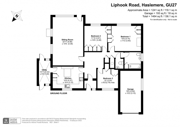 Floor Plan for 3 Bedroom Bungalow for Sale in Liphook Road, Haslemere GREAT BUNGALOW SET IN A FABULOUS GARDEN, GU27, 1NR -  &pound750,000