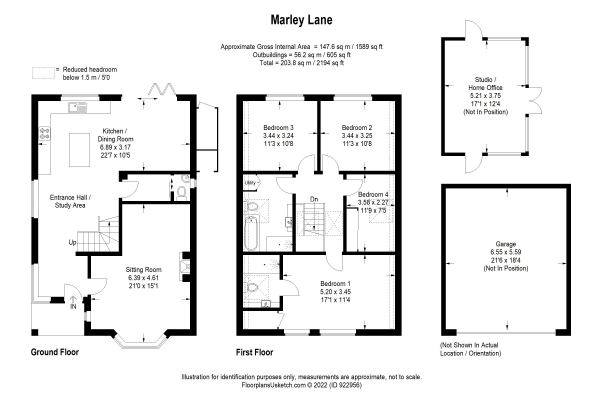 Floor Plan Image for 4 Bedroom Detached House for Sale in Marley Lane, Haslemere SEMI RURAL LOCATION EASY ACCESS TO HASLEMERE