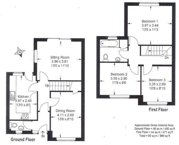 Floor Plan Image for 3 Bedroom Detached House for Sale in Camelsdale, Haslemere VILLAGE LOCATION, WALK OF ALL AMENITIES