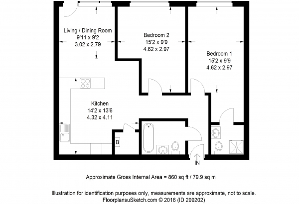 Floor Plan Image for 2 Bedroom Apartment for Sale in Ground floor retirement apartment with an enclosed private garden