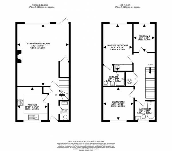 Floor Plan Image for 3 Bedroom Terraced House for Sale in High Street, Haslemere QUIETLY LOCATED IN A GATED DEVELOPMENT