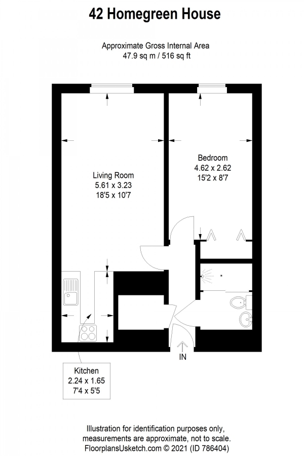 Floor Plan Image for 1 Bedroom Apartment for Sale in Wey Hill, Haslemere