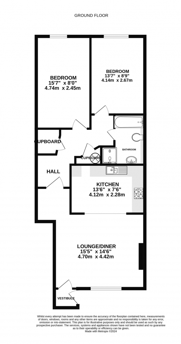 Floor Plan for 2 Bedroom Maisonette for Sale in Wey Hill, Haslemere, GU27, 1BG - Guide Price &pound295,000