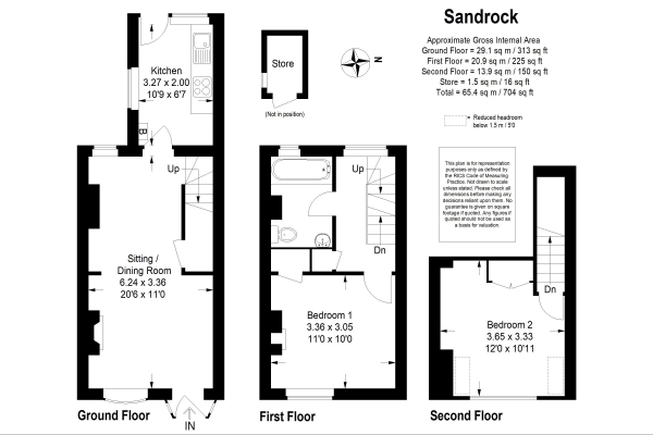 Floor Plan Image for 2 Bedroom Terraced House for Sale in Sandrock, Haslemere. Quiet location minutes from the town centre, station and open countryside