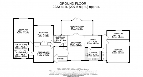 Floor Plan Image for 3 Bedroom Detached Bungalow for Sale in Marley Common, Haslemere