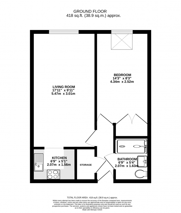 Floor Plan Image for 1 Bedroom Apartment for Sale in Wey Hill, Haslemere