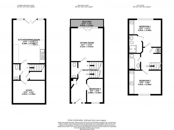 Floor Plan Image for 3 Bedroom Terraced House for Sale in Howberry Chase, Haslemere WALK OF STATION  AND TOWN