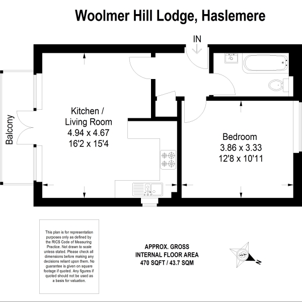 Floor Plan Image for 1 Bedroom Apartment for Sale in lower hanger, haslemere