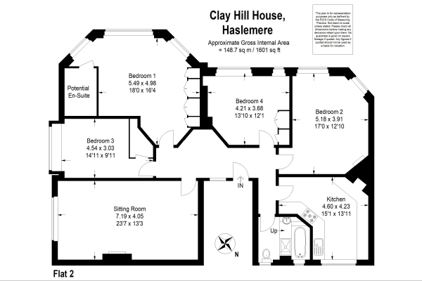 Floor Plan Image for 3 Bedroom Flat for Sale in Clay Hill House, Haslemere