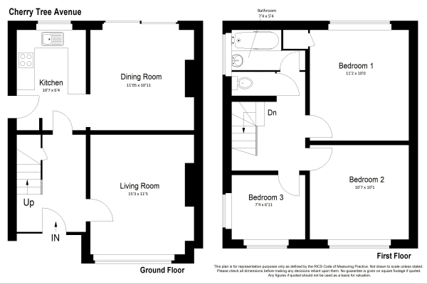 Floor Plan for 3 Bedroom Detached House for Sale in Cherry Tree Avenue, Haslemere, GU27, 1JW - Guide Price &pound425,000