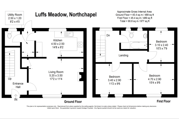 Floor Plan Image for 3 Bedroom Terraced House for Sale in Luffs Meadow, Northchapel,